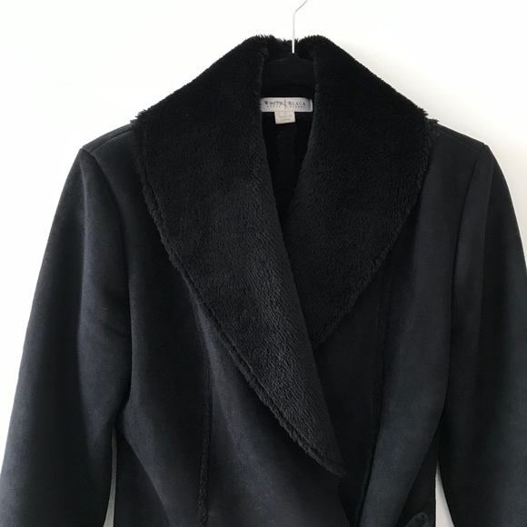WHBM Black Faux Shearling Wrap Jacket - Picture 2 of 16